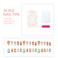 Press-On Nail Tips 30-Piece Reusable Adhesive & File