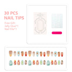 Press-On Nail Tips 30-Piece Reusable Adhesive & File