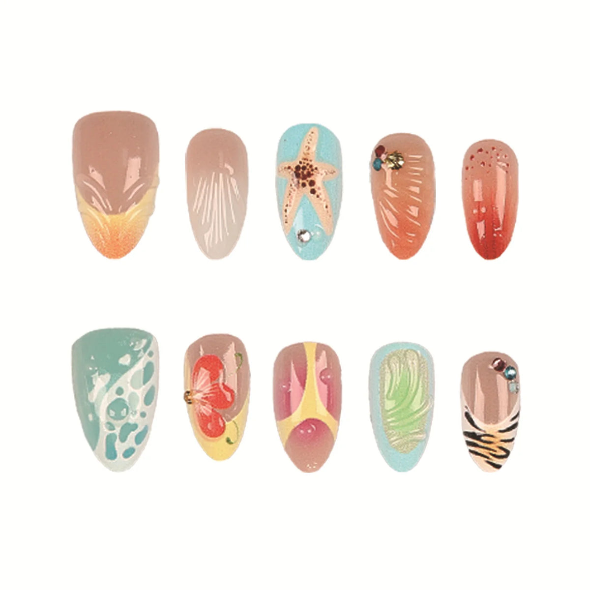 Press-On Nail Tips 30-Piece Reusable Adhesive & File