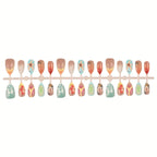 Press-On Nail Tips 30-Piece Reusable Adhesive & File
