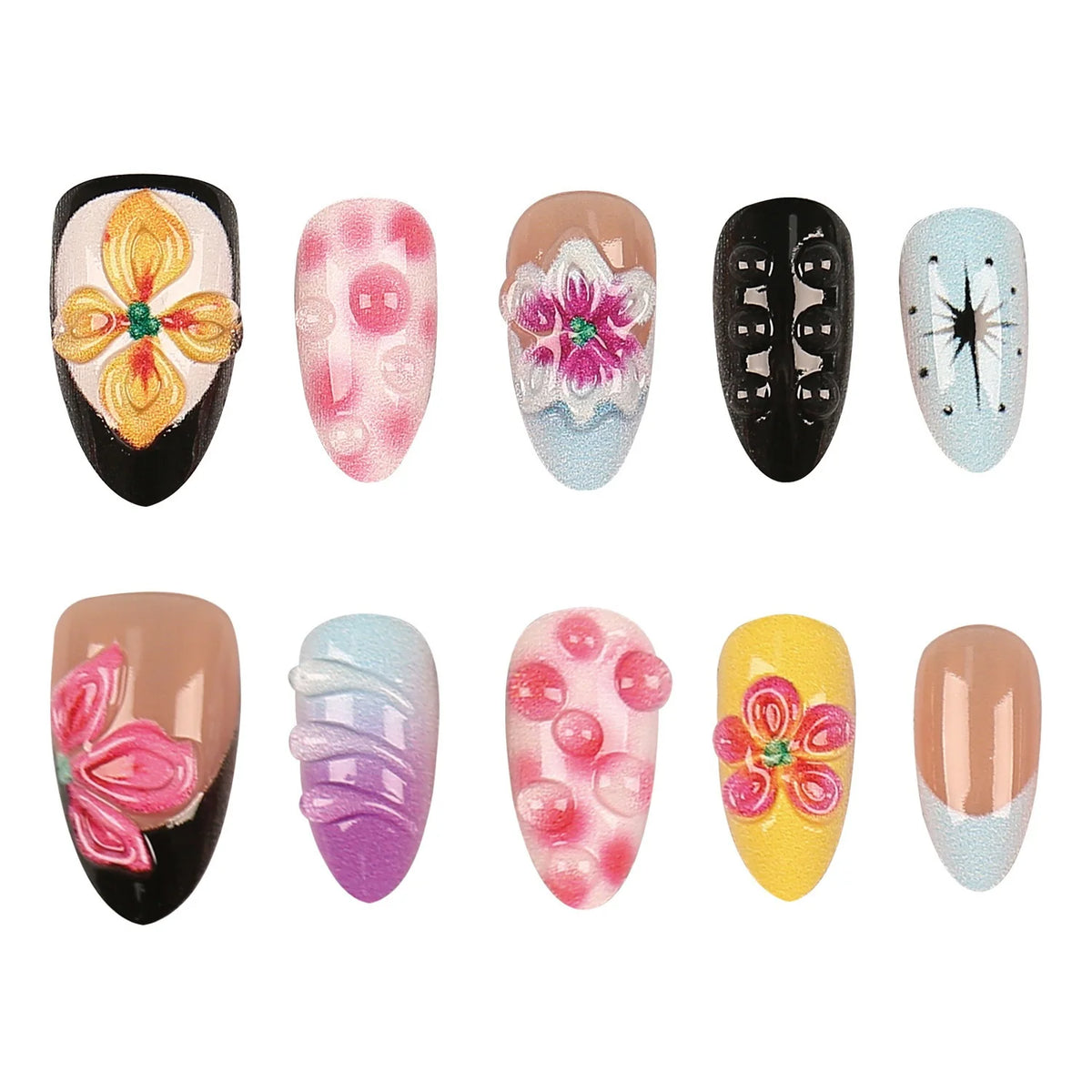 Press-On Nail Tips 30-Piece With Jelly Glue & File