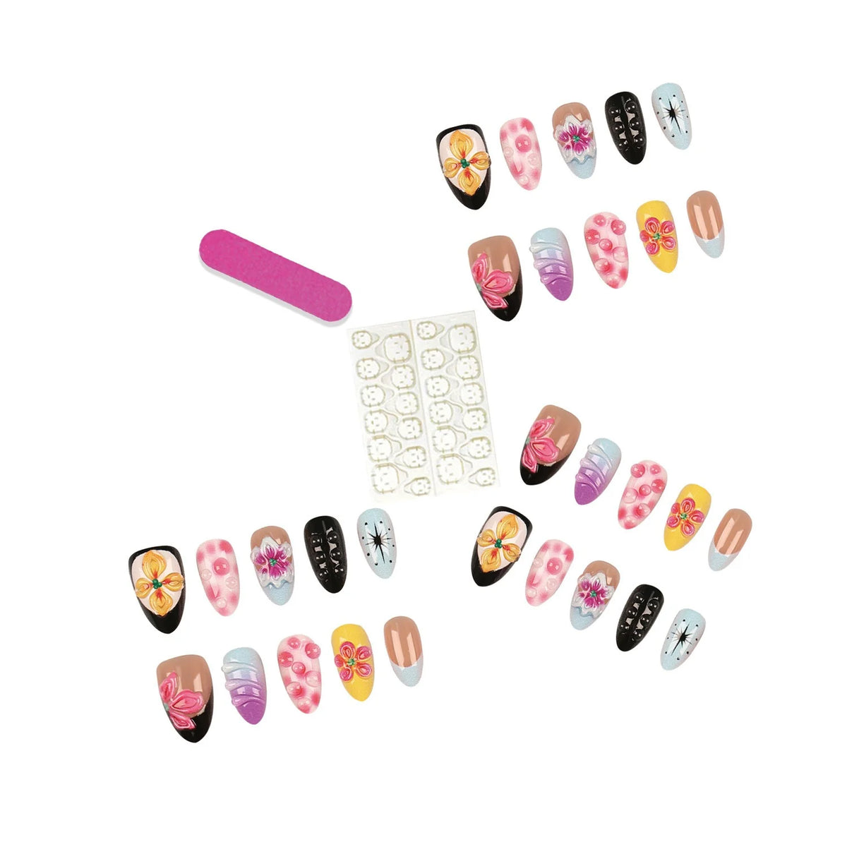 Press-On Nail Tips 30-Piece With Jelly Glue & File