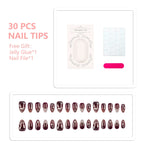 Press-On Nail Tips 30 Pieces Jelly Glue & File