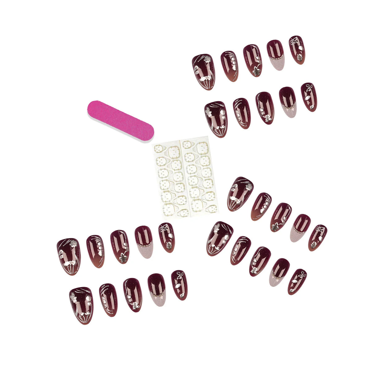 Press-On Nail Tips 30 Pieces Jelly Glue & File