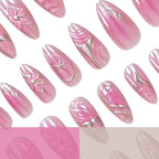 Press-On Nail Tips 3D Floral Acrylic Set of 24