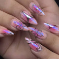 Press-On Nail Tips 3D Floral Acrylic Set of 24