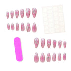 Press-On Nail Tips 3D Floral Acrylic Set of 24