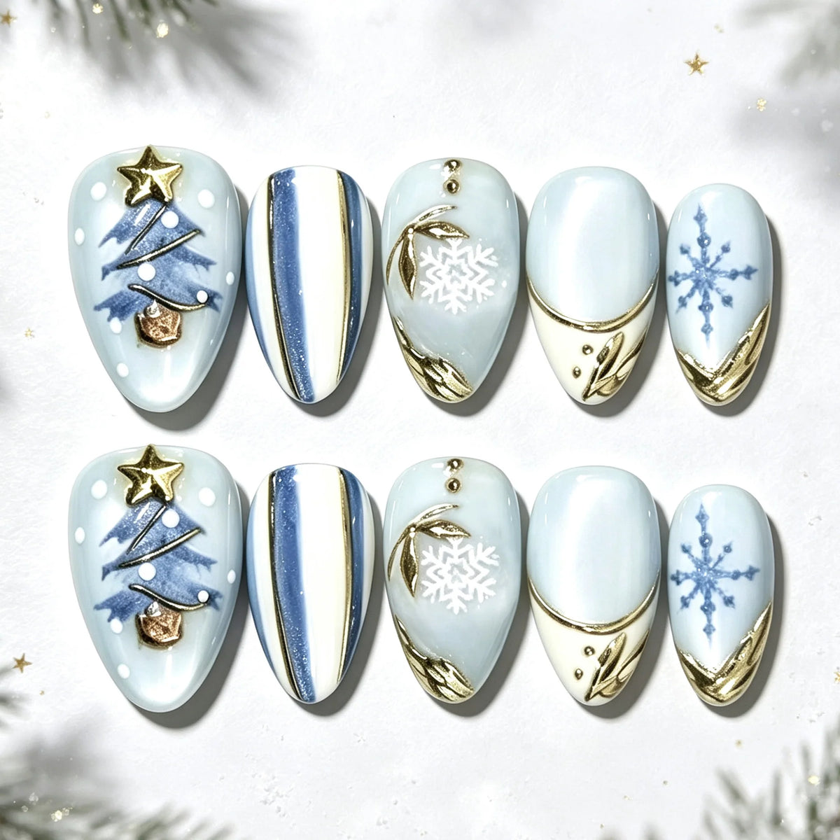 Press-On Nail Tips Artistic Design Includes Glue & File