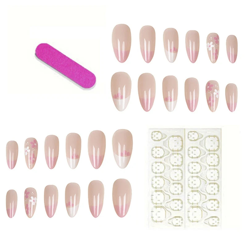 Press-On Nail Tips Artistic Floral Easy Application
