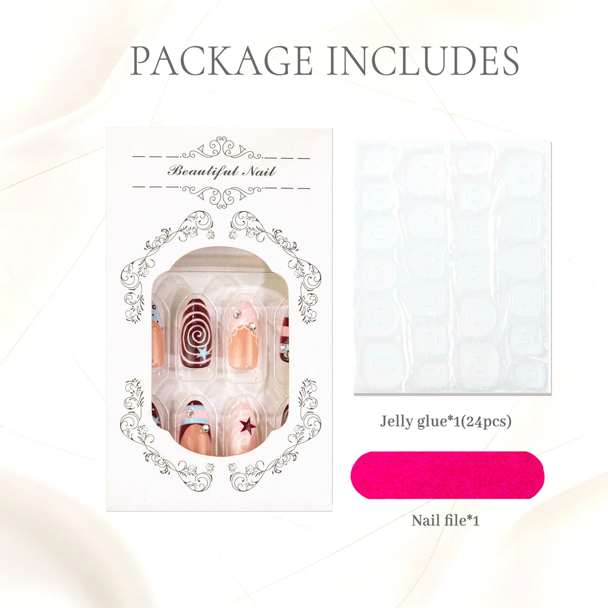Press-On Nail Tips Artistic Swirl Design Easy Application
