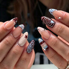 Press-On Nail Tips Artistic Swirl Design Easy Application