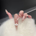 Press-On Nail Tips Bow & Rhinestone Accents Comfort Fit