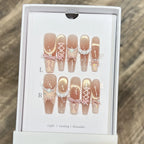 Press-On Nail Tips Bow & Rhinestone Accents Comfort Fit