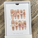 Press-On Nail Tips Bow & Rhinestone Accents Comfort Fit