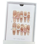 Press-On Nail Tips Bow & Rhinestone Accents Comfort Fit