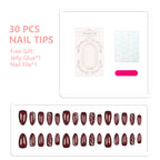 Press-On Nail Tips Decorative 30-Piece Kit Jelly Glue & File