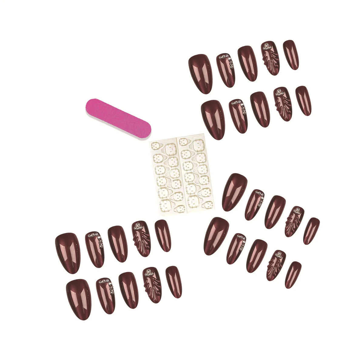 Press-On Nail Tips Decorative 30-Piece Kit Jelly Glue & File