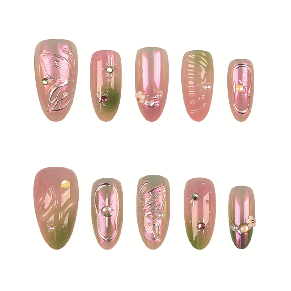 Press-On Nail Tips Decorative Salon Finish Set of 30