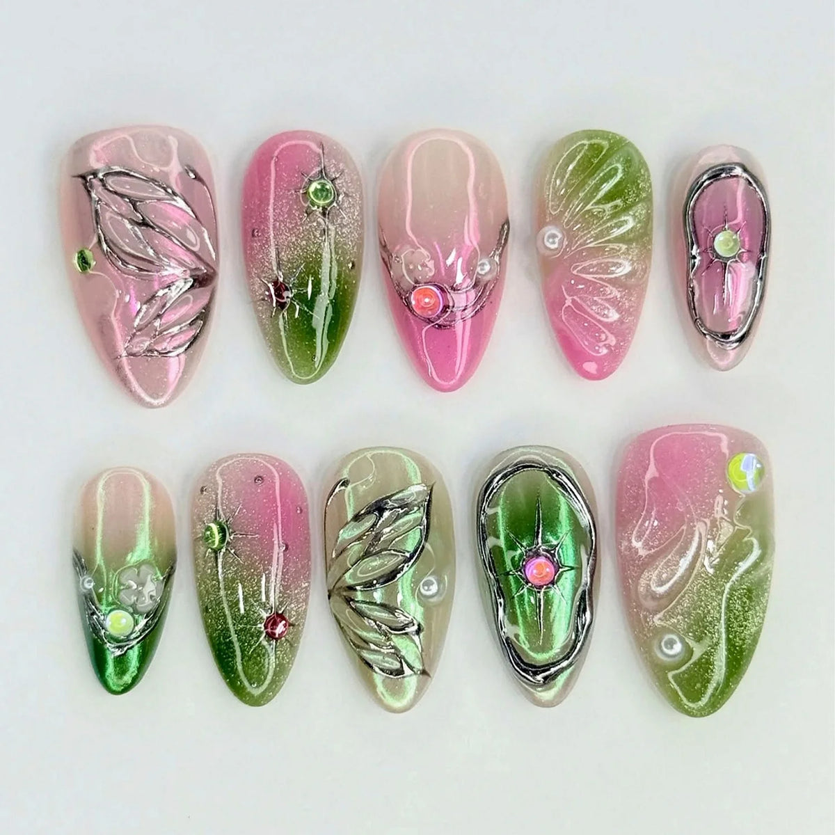 Press-On Nail Tips Decorative Salon Finish Set of 30