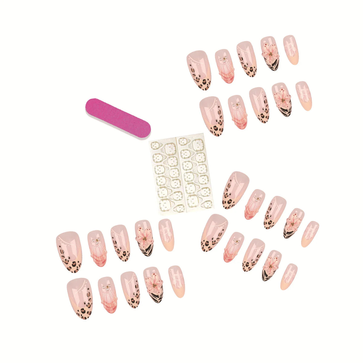 Press-On Nail Tips Designer 30-Piece With Glue & File