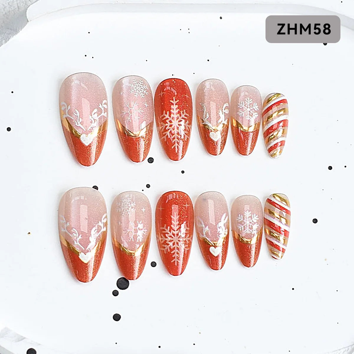 Press-On Nail Tips Festive Holiday Designs Easy Apply Long-Lasting