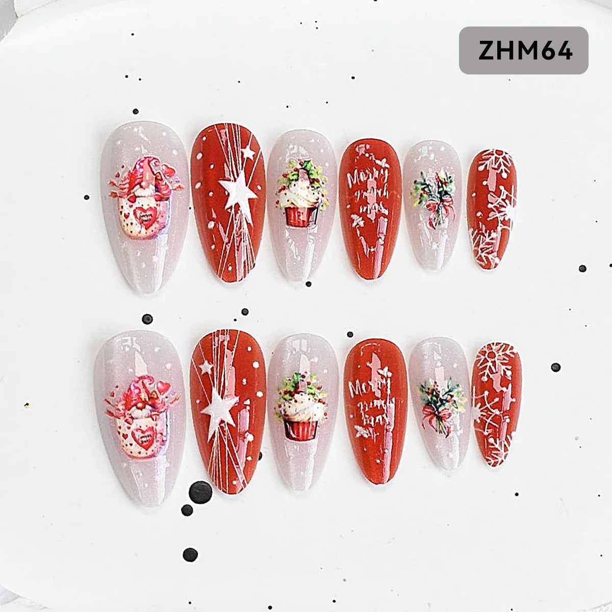 Press-On Nail Tips Festive Holiday Designs Easy Apply Long-Lasting