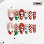 Press-On Nail Tips Festive Holiday Designs Easy Apply Long-Lasting