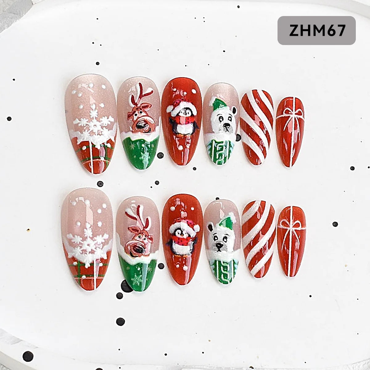 Press-On Nail Tips Festive Holiday Designs Easy Apply Long-Lasting