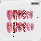 Press-On Nail Tips Festive Holiday Designs Easy Apply Long-Lasting