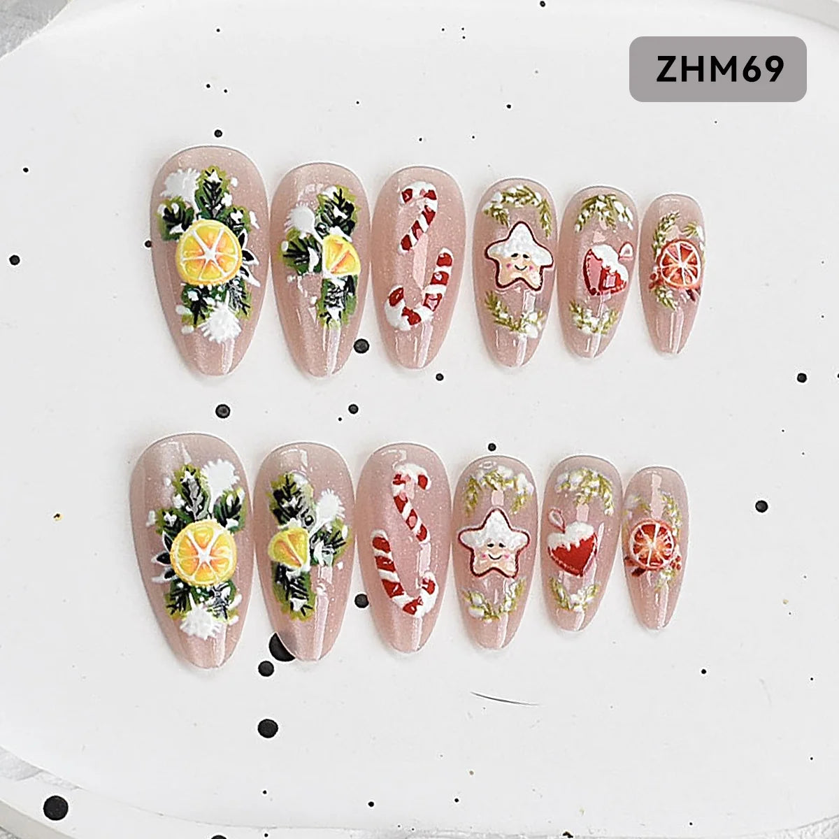 Press-On Nail Tips Festive Holiday Designs Easy Apply Long-Lasting