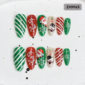 Press-On Nail Tips Festive Holiday Designs Easy Apply Long-Lasting