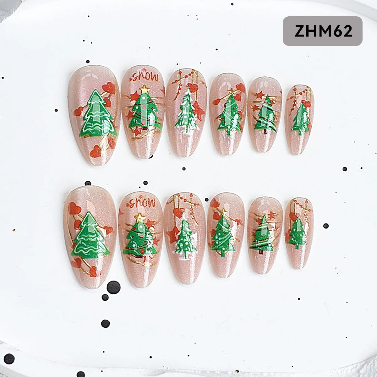 Press-On Nail Tips Festive Holiday Designs Easy Apply Long-Lasting