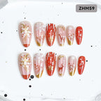 Press-On Nail Tips Festive Holiday Designs Easy Apply Long-Lasting