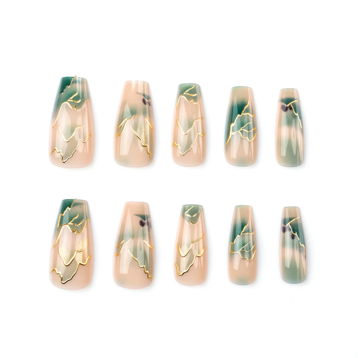 Press-On Nail Tips Floral 24-Piece With Glue & File