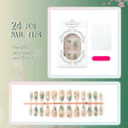 Press-On Nail Tips Floral 24-Piece With Glue & File