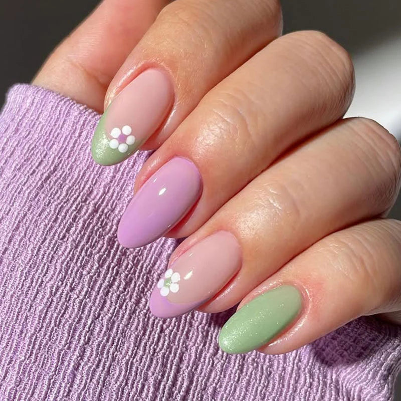 Press-On Nail Tips Floral Accent Multiple Sizes