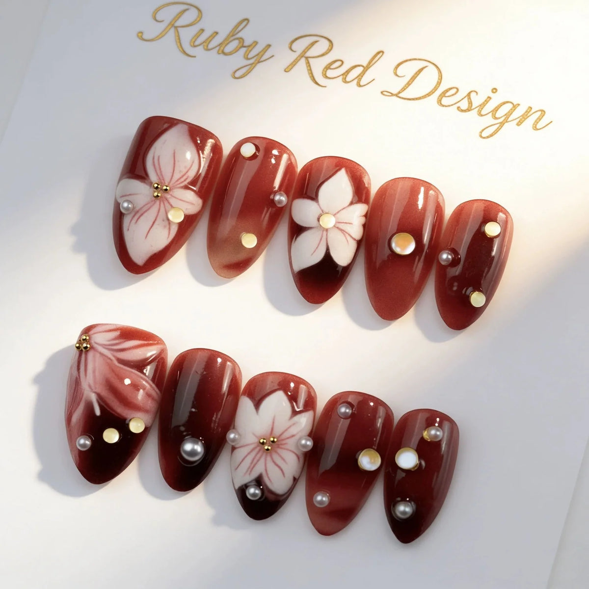 Press-On Nail Tips Floral Acrylic & Easy Application