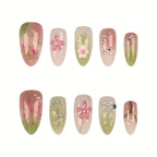 Press-On Nail Tips Floral Art Easy Application & Durable Finish