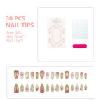 Press-On Nail Tips Floral Art Easy Application & Durable Finish