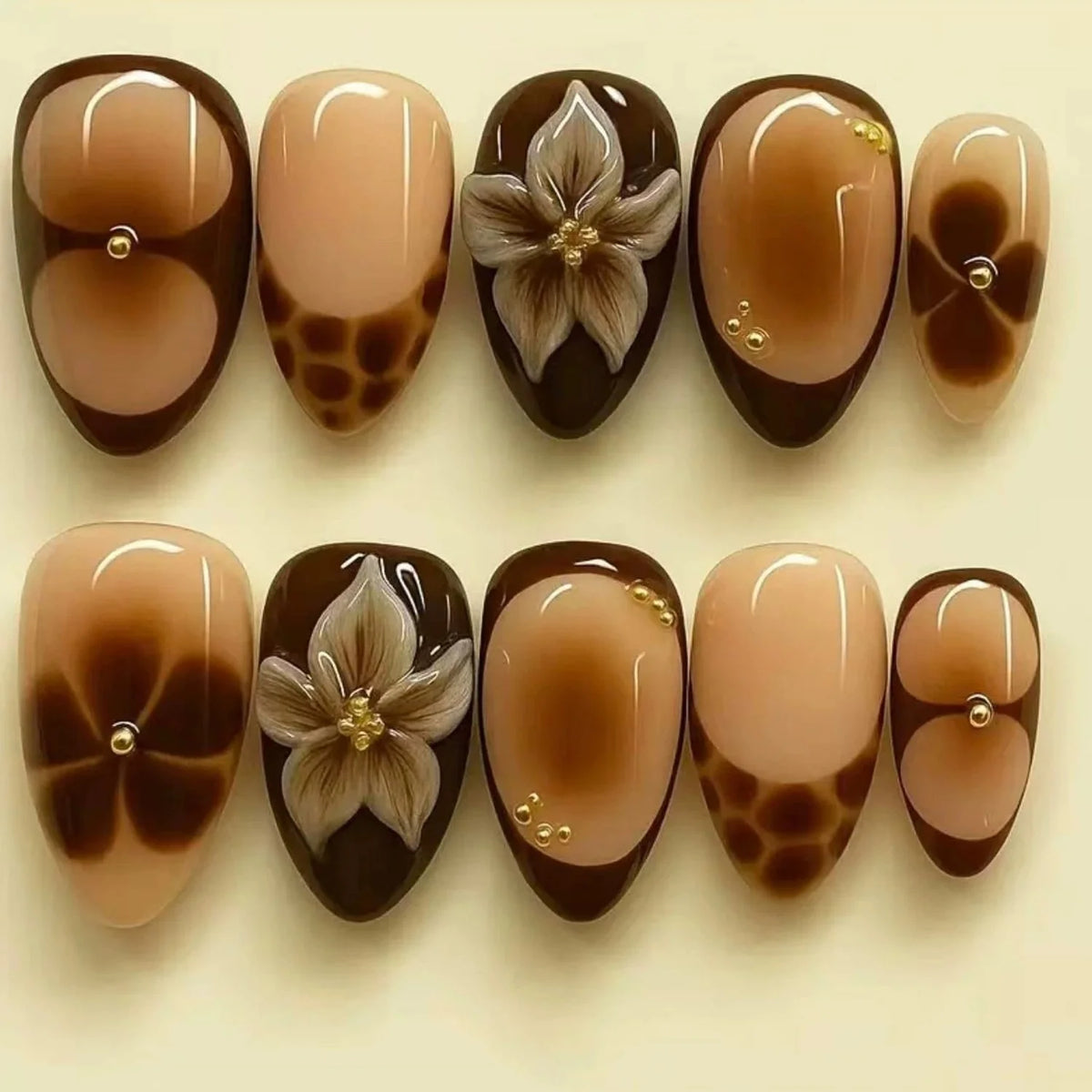 Press-On Nail Tips Floral Art Instant Application