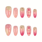 Press-On Nail Tips Floral Design 30-Piece Glue & File
