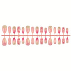 Press-On Nail Tips Floral Design 30-Piece Glue & File