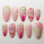 Press-On Nail Tips Floral Design 30-Piece Glue & File