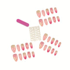 Press-On Nail Tips Floral Design 30-Piece Glue & File
