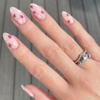 Press-On Nail Tips Floral Design Adhesive-Free