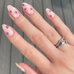 Press-On Nail Tips Floral Design Adhesive-Free