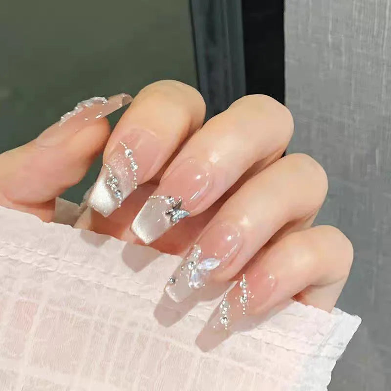 Press-On Nail Tips Floral Design Durable & Easy Application