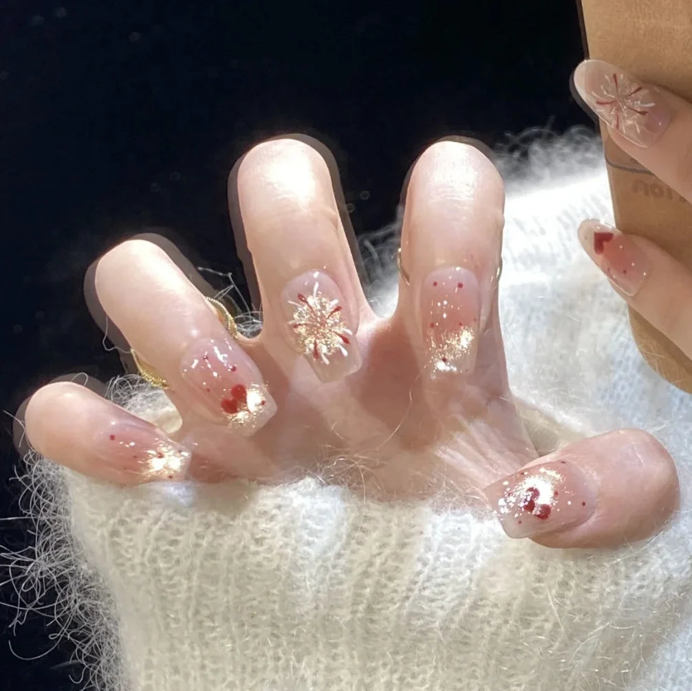 Press-On Nail Tips Floral Design Durable & Easy Application