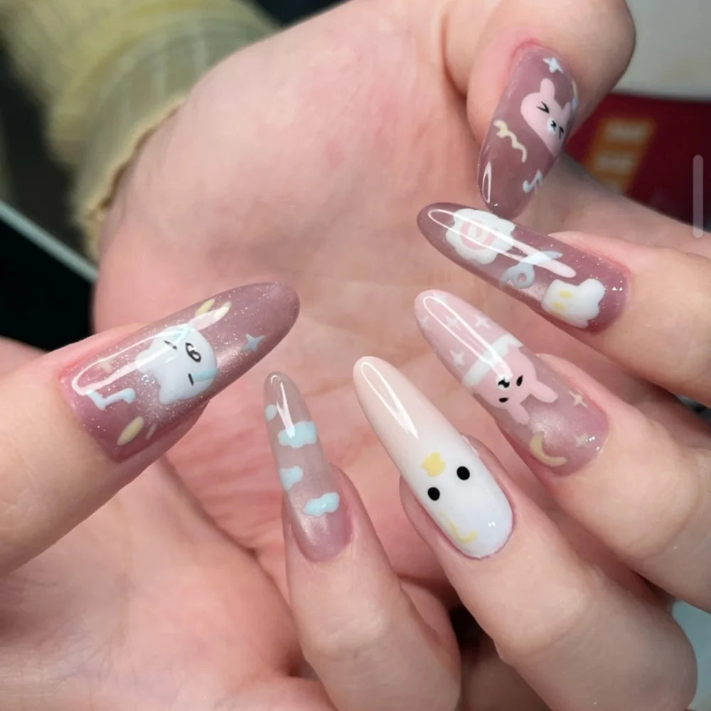 Press-On Nail Tips Floral Design Durable & Easy Application
