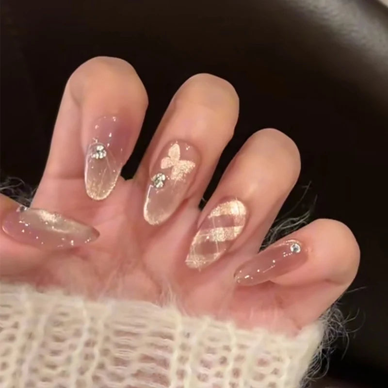 Press-On Nail Tips Floral Design Durable & Easy Application